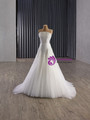 White Tulle Strapless Beading Pearls Wedding Dress