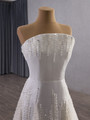 White Tulle Strapless Beading Pearls Wedding Dress