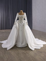 White Satin Long Sleeve Crystal Beading Wedding Dress