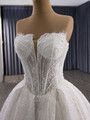 Sexy White Tulle Lace Strapless Beading Wedding Dress