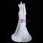 White Mermaid One Shoulder Pleats Wedding Dress