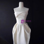 White Satin Strapless Pleats Short Wedding Dress