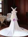 Simple White Mermaid Off the Shoulder Bow Wedding Dress