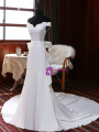 Simple White Mermaid Off the Shoulder Bow Wedding Dress