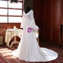 White Satin V-neck Long Sleeve Wedding Dress