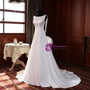 A-LIne White Satin Sleeveless Wedding Dress