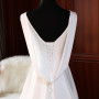 A-LIne White Satin Sleeveless Wedding Dress