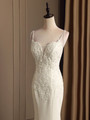 White Mermaid Spaghetti Straps Appliques Beading Wedding Dress