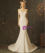 White Mermaid Spaghetti Straps Appliques Beading Wedding Dress