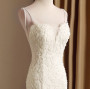 White Mermaid Spaghetti Straps Appliques Beading Wedding Dress