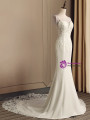 White Mermaid Spaghetti Straps Appliques Beading Wedding Dress