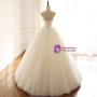 White Satin Tulle Strapless Button Wedding Dress