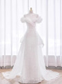 White Sequins Off the Shoulder Wedding Dress