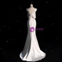 Beige White Satin One Shoulder Pleats Wedding Dress