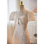 Puff Sleeve Lace Tea Length Wedding Dress