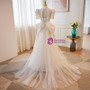 White Lace High Neck Short Sleeve Wedding Dress