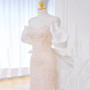 White Mermaid Sequins Pearls Wedding Dress 