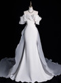 White Mermaid Satin Flower Wedding Dress