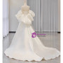 Beige White Satin Strapless Wedding Dress