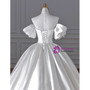 White Satin Puff Sleeve Beading Strapless Wedding Dress
