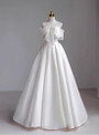 White Off the Shoulder Bow Wedding Dress