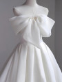 White Off the Shoulder Bow Wedding Dress