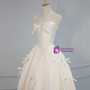 Beige White Satin Strapless Bow Wedding Dress