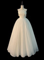 White Tulle Strapless Pleats Wedding Dress