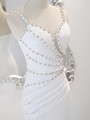 White Mermaid Spaghetti Straps Pearls Wedding Dress