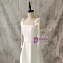 Simple White Straps Bow Short Wedding Dress