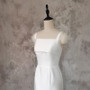 White Satin Spaghetti Straps Wedding Dress