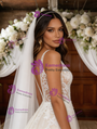 White Tulle V-neck Appliques Wedding Dress