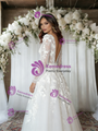 White Tulle V-neck Appliques Wedding Dress