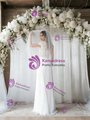 White Chiffon Lace Scoop Neck Wedding Dress