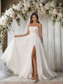 White Tulle Spaghetti Straps Pleats Wedding Dress