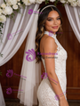 White Mermaid Lace Halter Wedding Dress