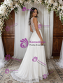 White Chiffon Lace Pleats Wedding Dress