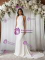 White Mermaid Halter Backless Wedding Dress