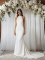 White Mermaid Halter Backless Wedding Dress