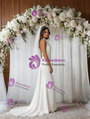 White Mermaid Halter Backless Wedding Dress