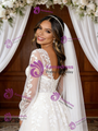 White Tulle Appliques Long Sleeve Wedding Dress