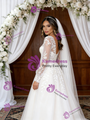 White Tulle Appliques Long Sleeve Wedding Dress
