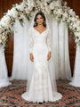 White Mermaid Lace Long Sleeve Wedding Dress