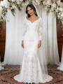White Mermaid Lace Long Sleeve Wedding Dress