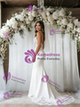 White Mermaid Spaghetti Straps Wedding Dress