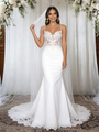 White Mermaid Spaghetti Strapa Appliques Wedding Dress