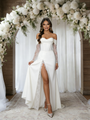 White Off the Shoulder Long Sleeve Wedding Dress