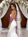 White Mermaid Straps Backless Wedding Dress