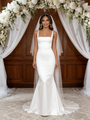 White Mermaid Straps Backless Wedding Dress