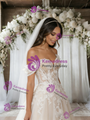 White Tulle Off the Shoulder Appliques Wedding Dress